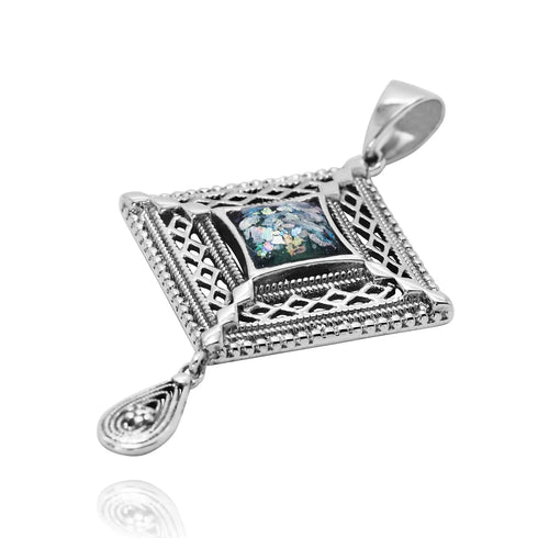 Diamond Shape Roman Glass Pendant